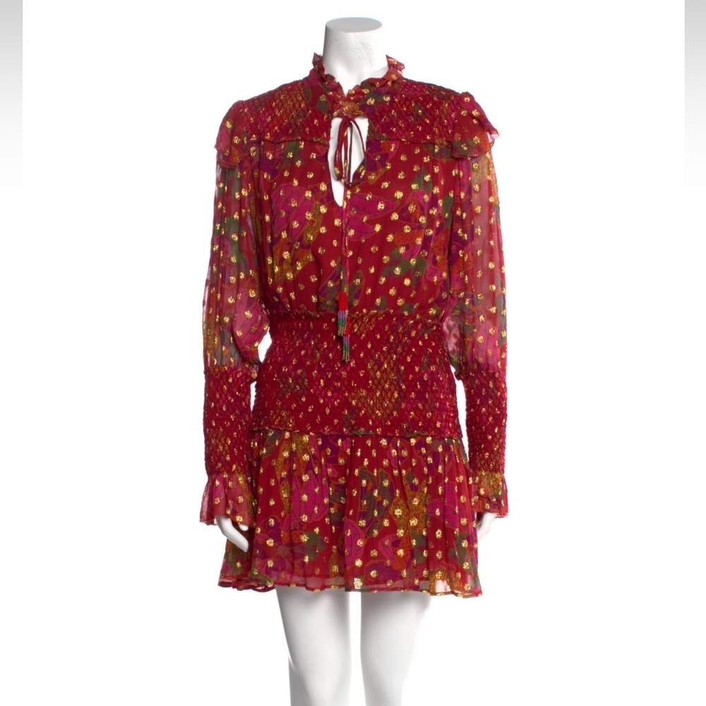 Farm Rio Banana flower red mini dress